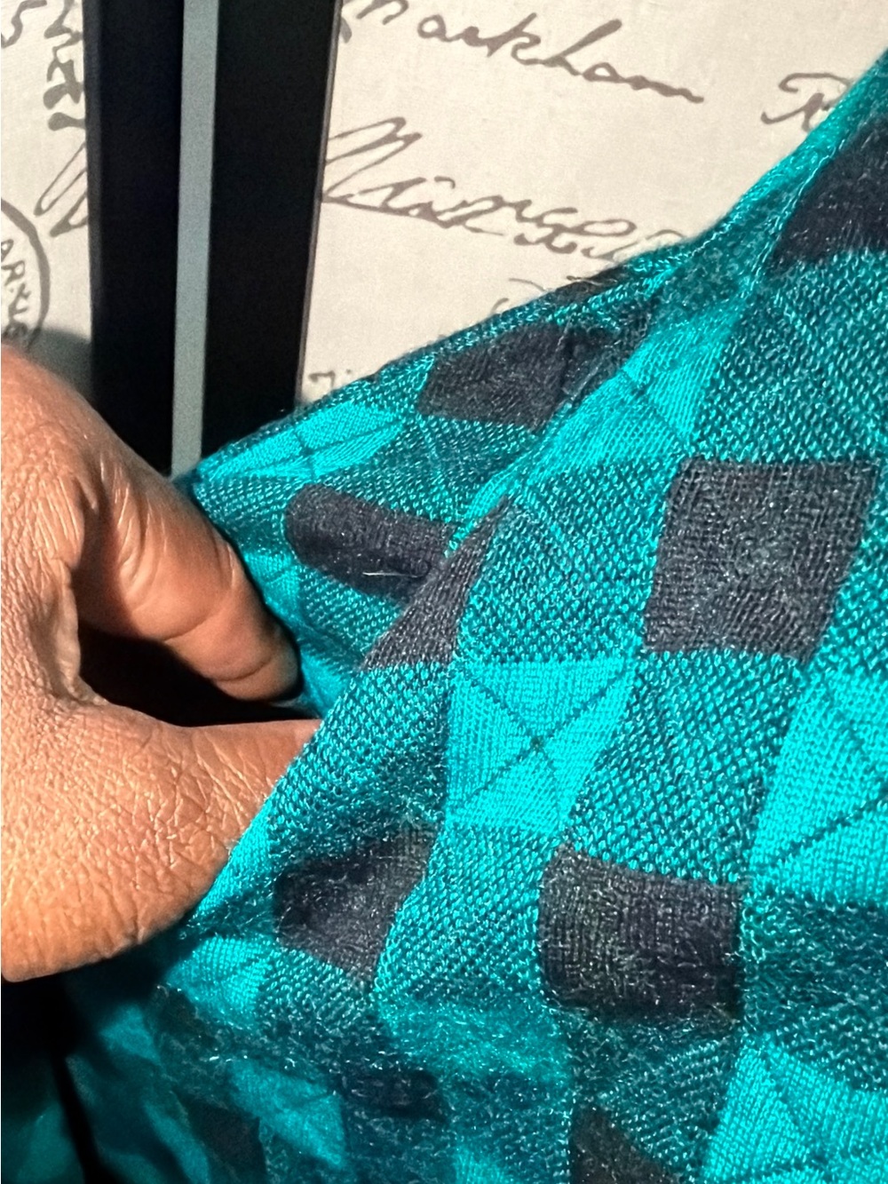 Vintage Teal and Black Check Two-Piece Skirt Set - Picture 15 of 15